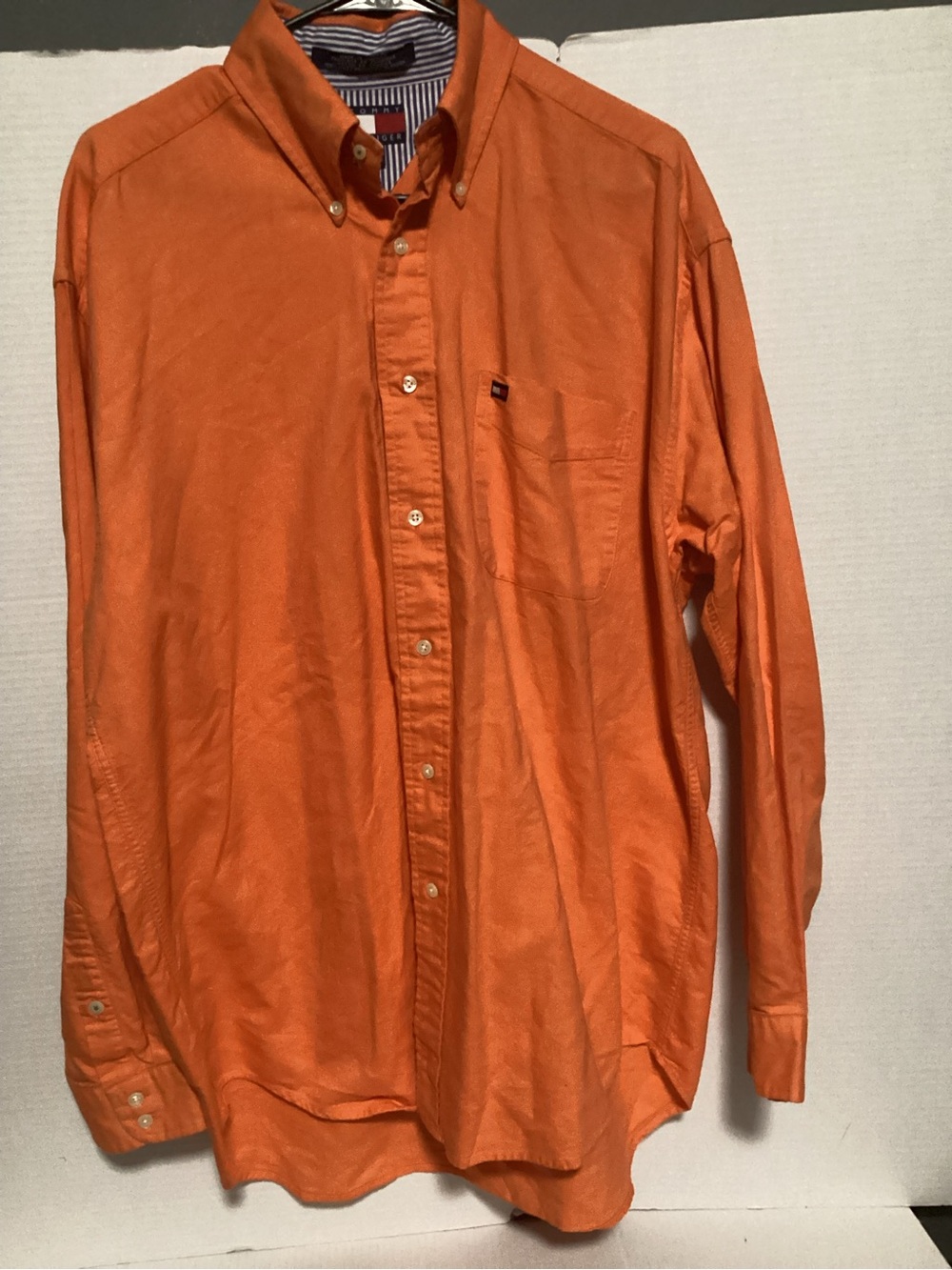 Tommy Hilfiger Orange Long-Sleeve Button-Down Shirt L